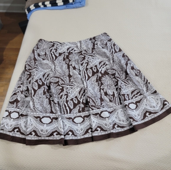 Talbots Brown and White Floral Skirt Size 18 W Cotton Summer - Picture 11 of 13
